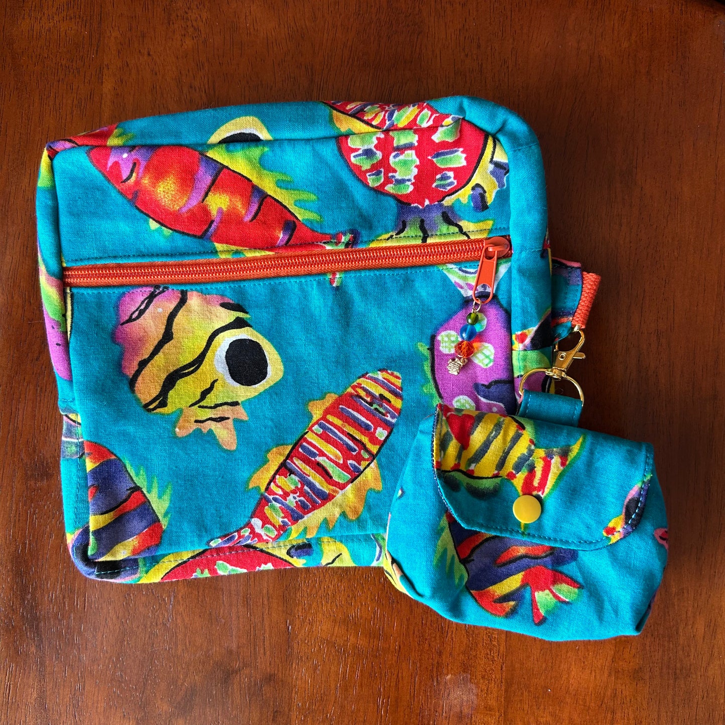 Funky Fish Cotton - Clip-On Mini Pouch
