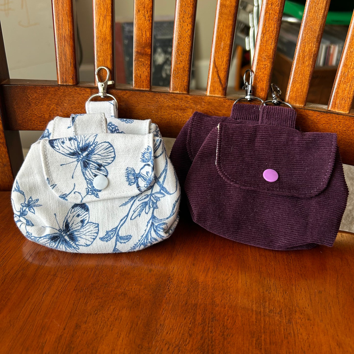 Purple Corduroy Clip-On Mini Pouch