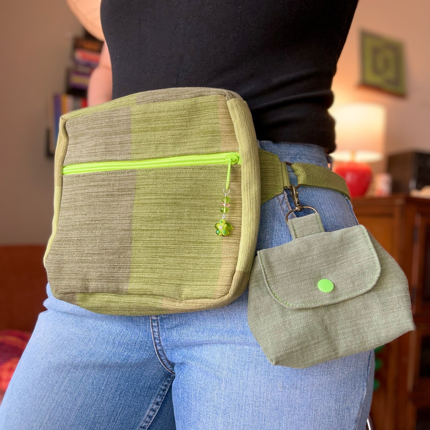 Green Denim - Clip-On Mini Pouch