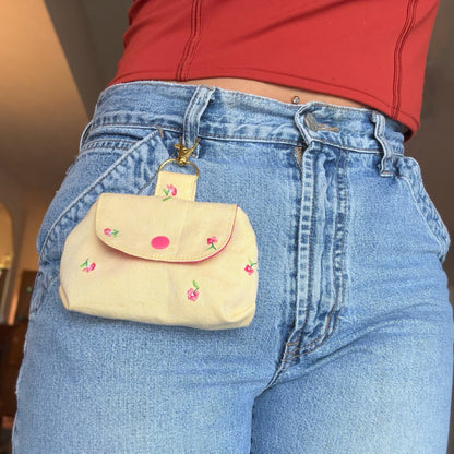 Yellow Floral Pants - Clip-On Mini Pouch