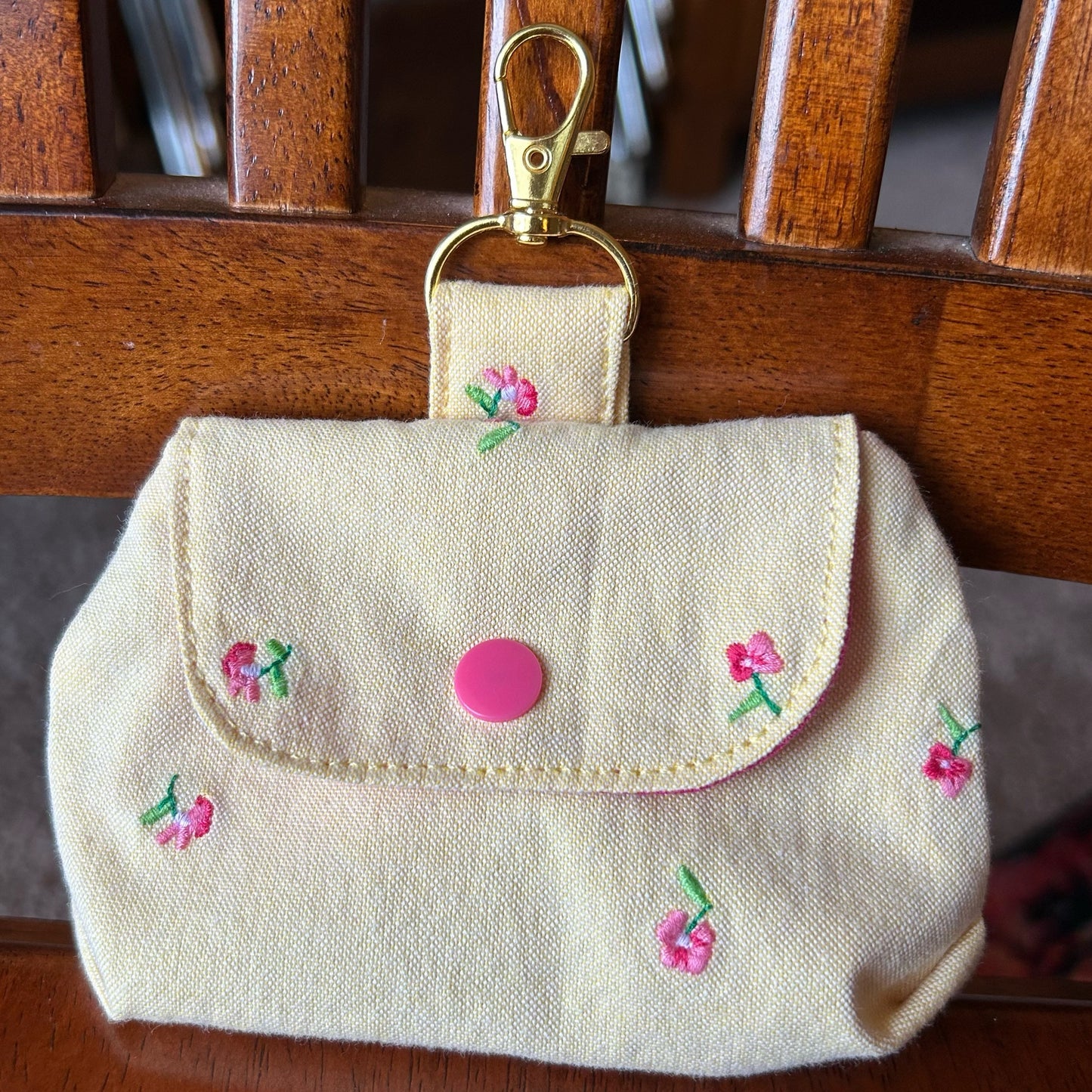 Yellow Floral Pants - Clip-On Mini Pouch