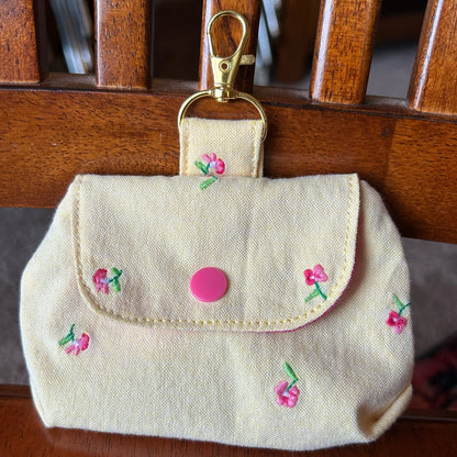 Yellow Floral Pants - Clip-On Mini Pouch