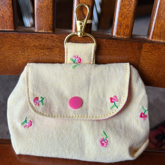 Yellow Floral Pants - Clip-On Mini Pouch