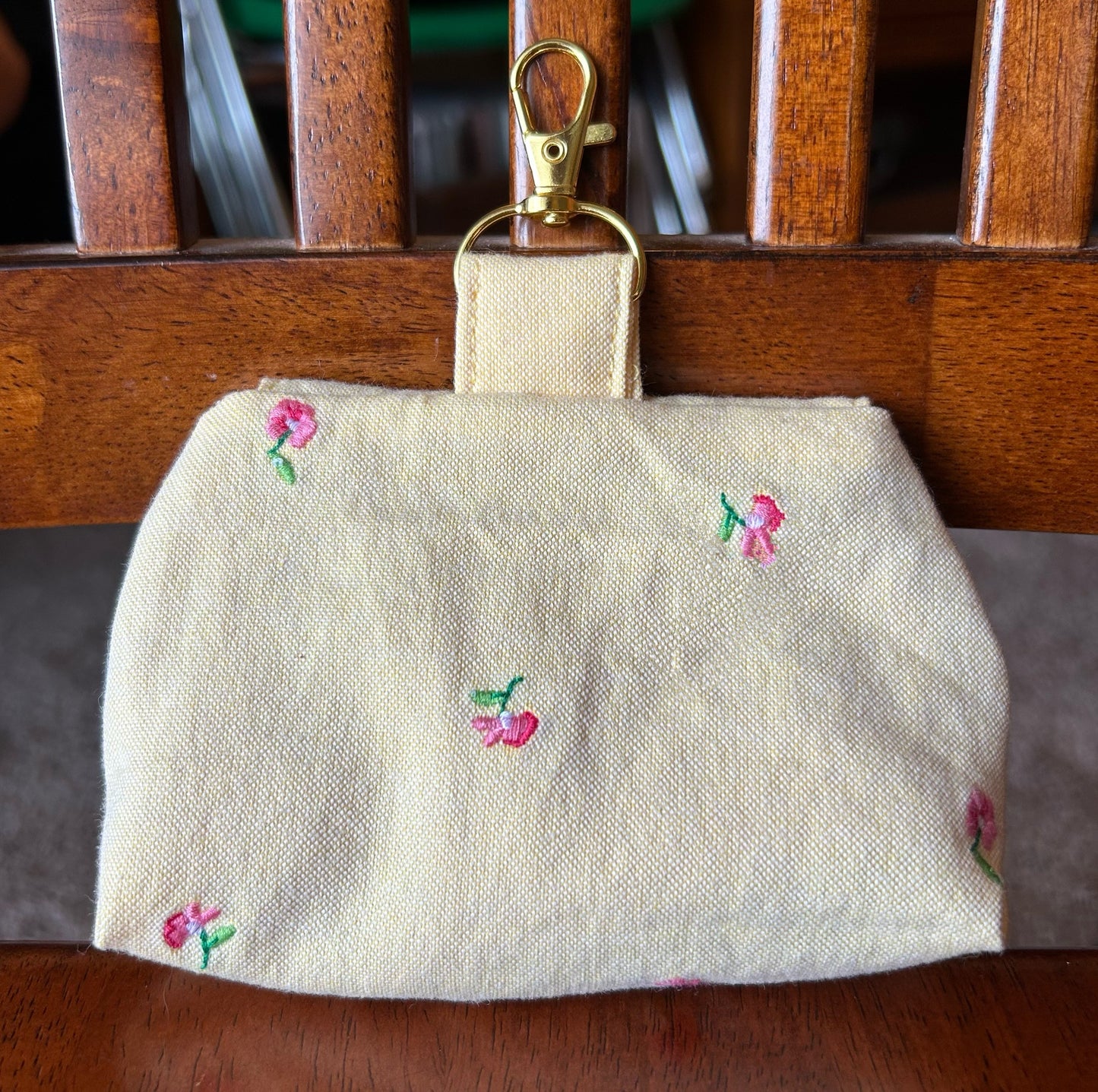 Yellow Floral Pants - Clip-On Mini Pouch