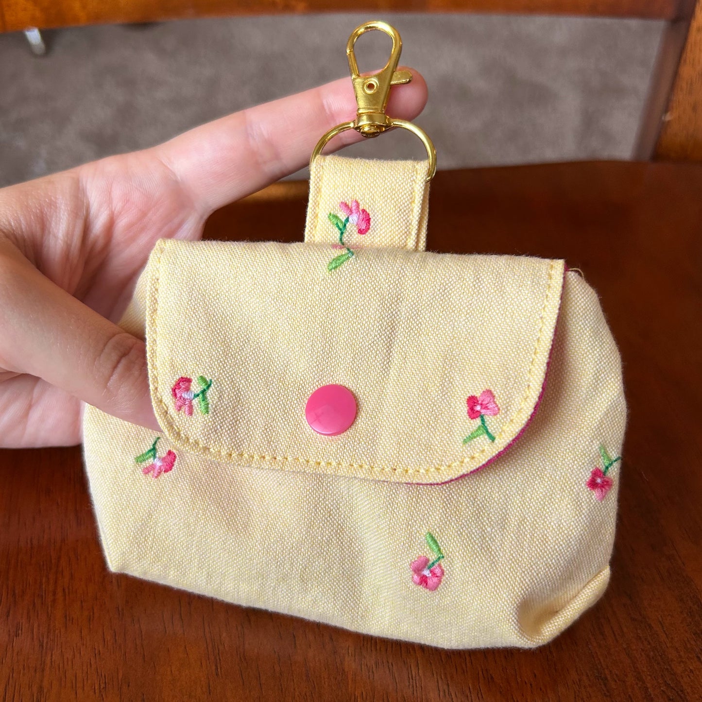 Yellow Floral Pants - Clip-On Mini Pouch