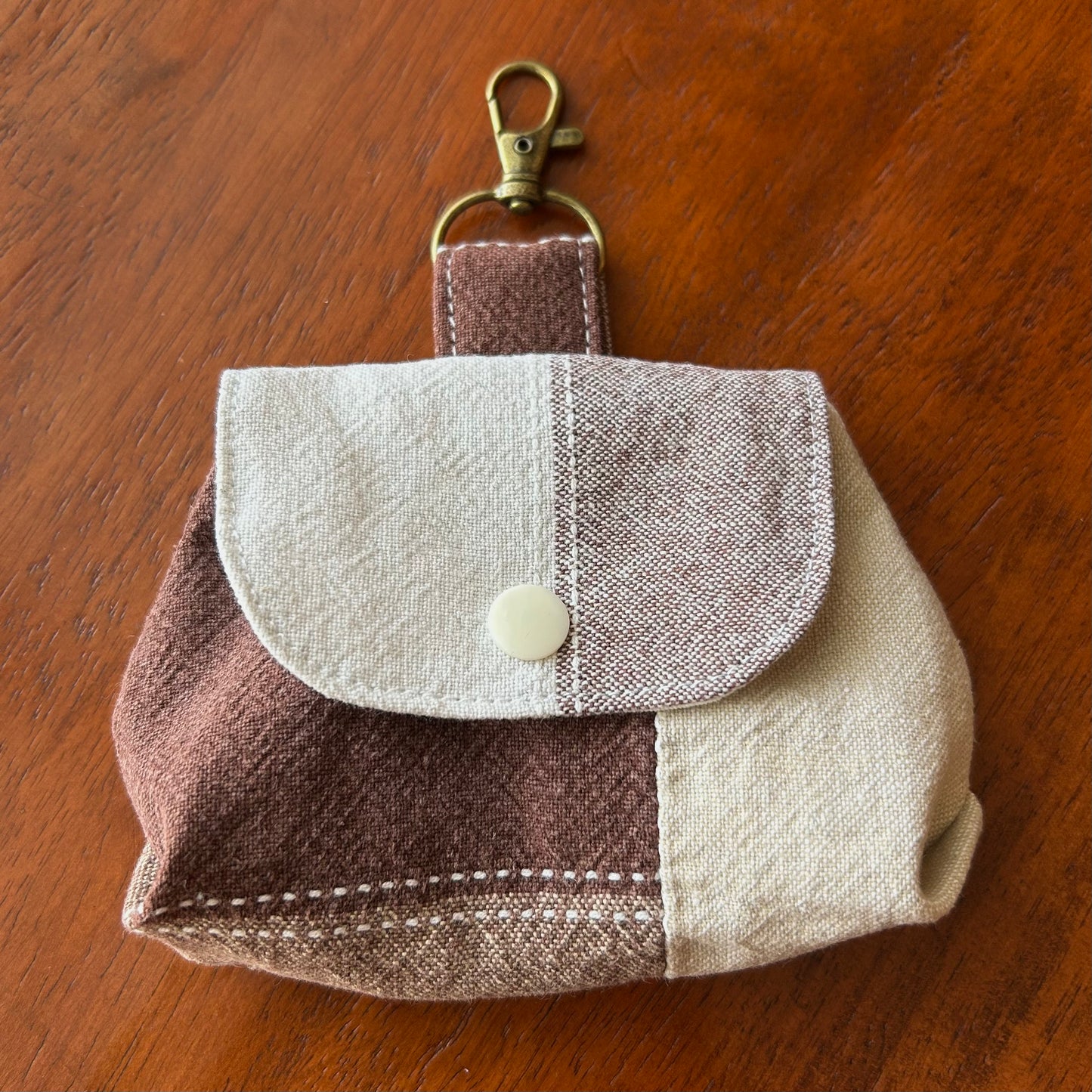 Tan Cotton Button-Down - Clip-On Mini Pouch