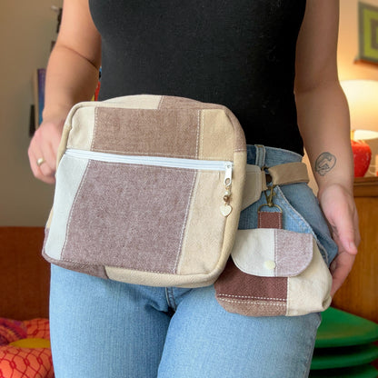Tan Cotton Button-Down - Clip-On Mini Pouch