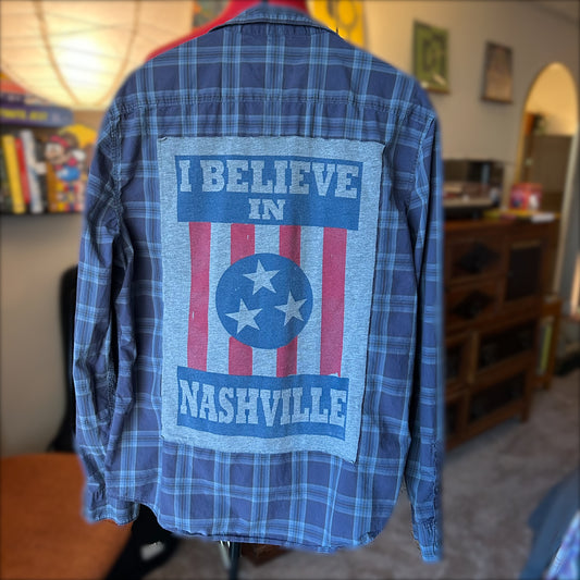 Upcycled "I Believe in Nashville" Flannel
