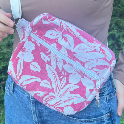 Pink/White Denim - Back Pocket Adjustable Bag