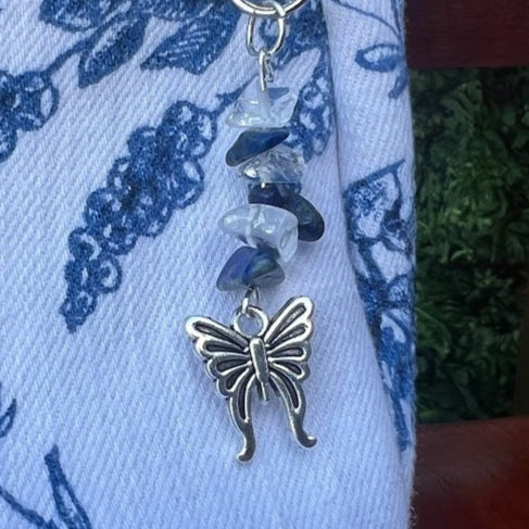 White Denim – Floral Butterfly Adjustable Bag