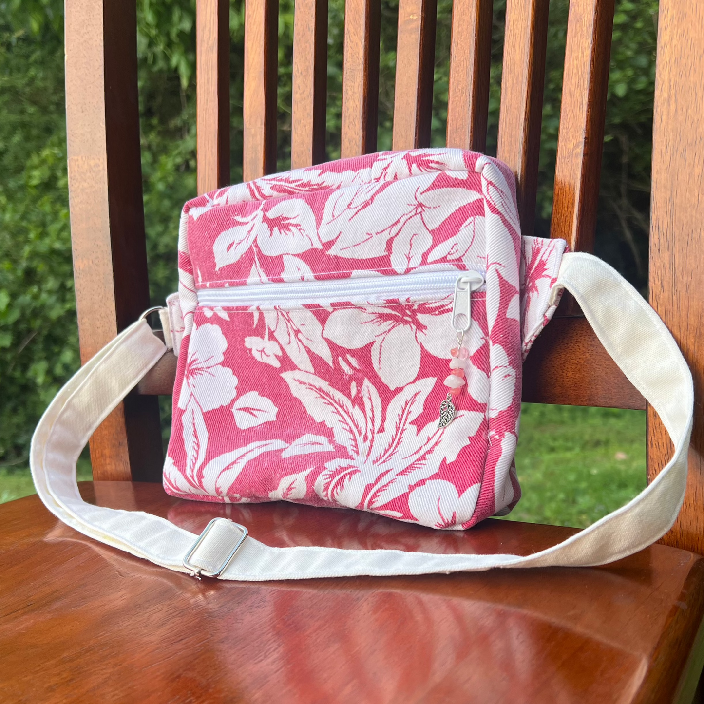 Pink/White Denim - Back Pocket Adjustable Bag