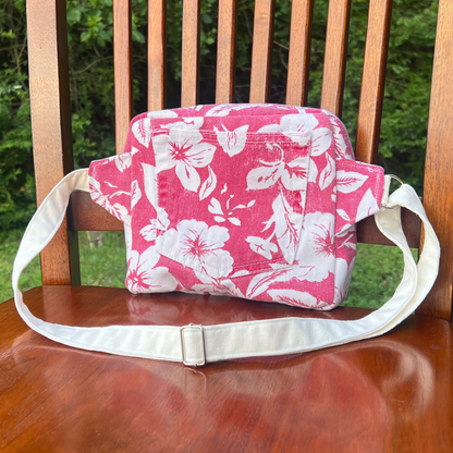 Pink/White Denim - Back Pocket Adjustable Bag