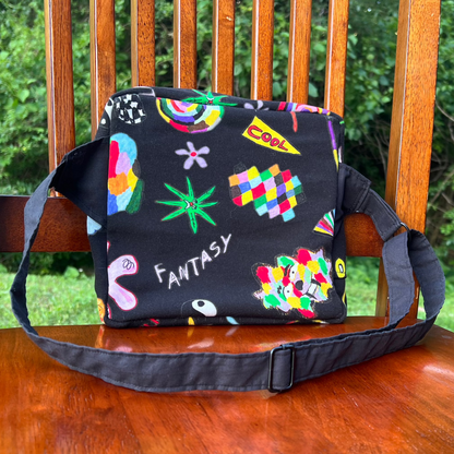 Funky Cotton with Denim Lining - Adjustable Bag
