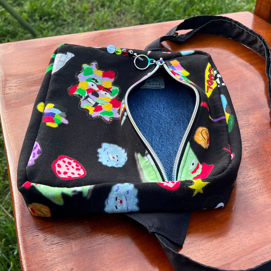 Funky Cotton with Denim Lining - Adjustable Bag