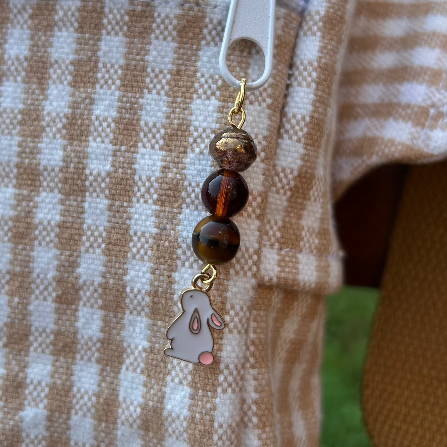 Checkerboard Denim - White/Tan Adjustable Bag