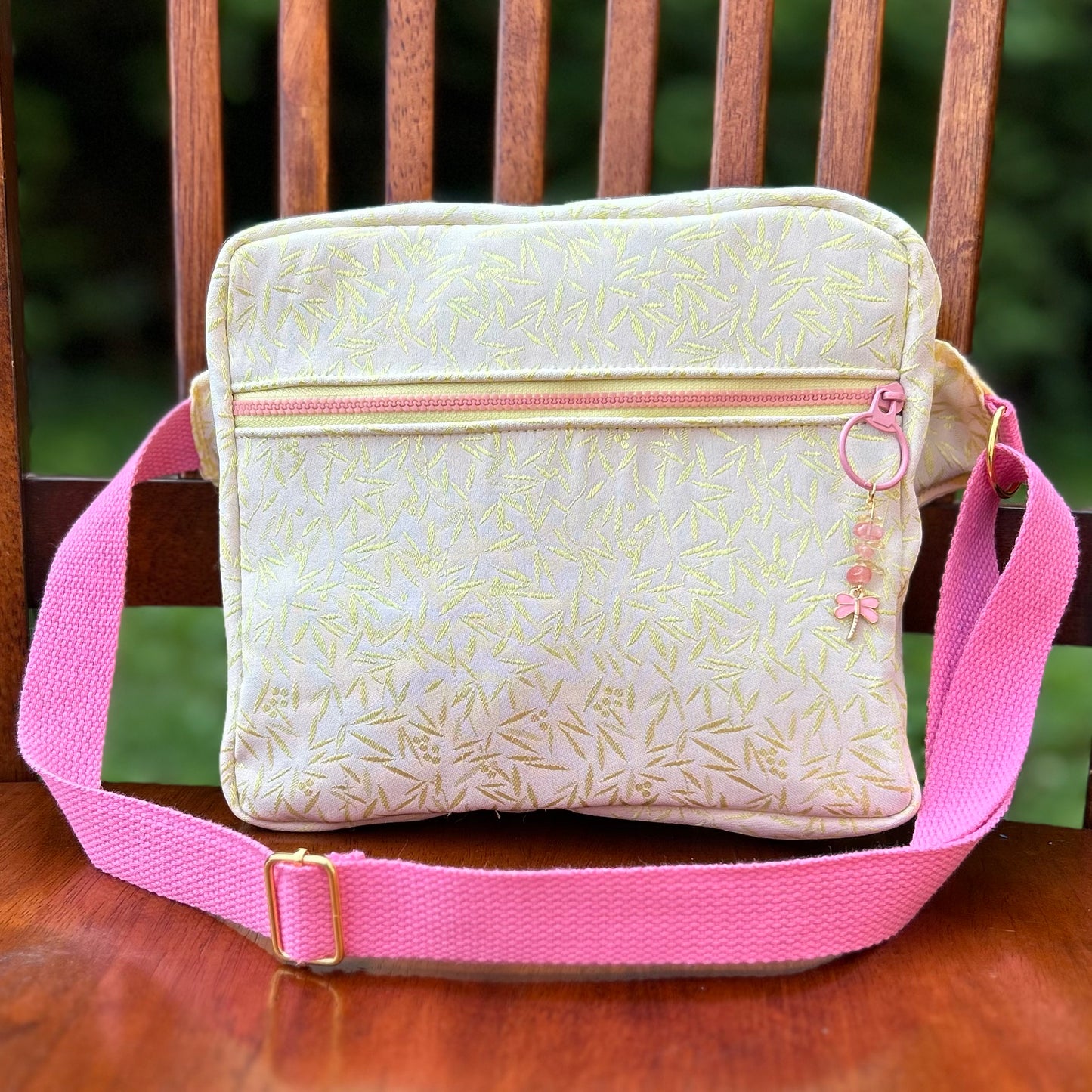 Pink/Gold Dragonfly Adjustable Bag