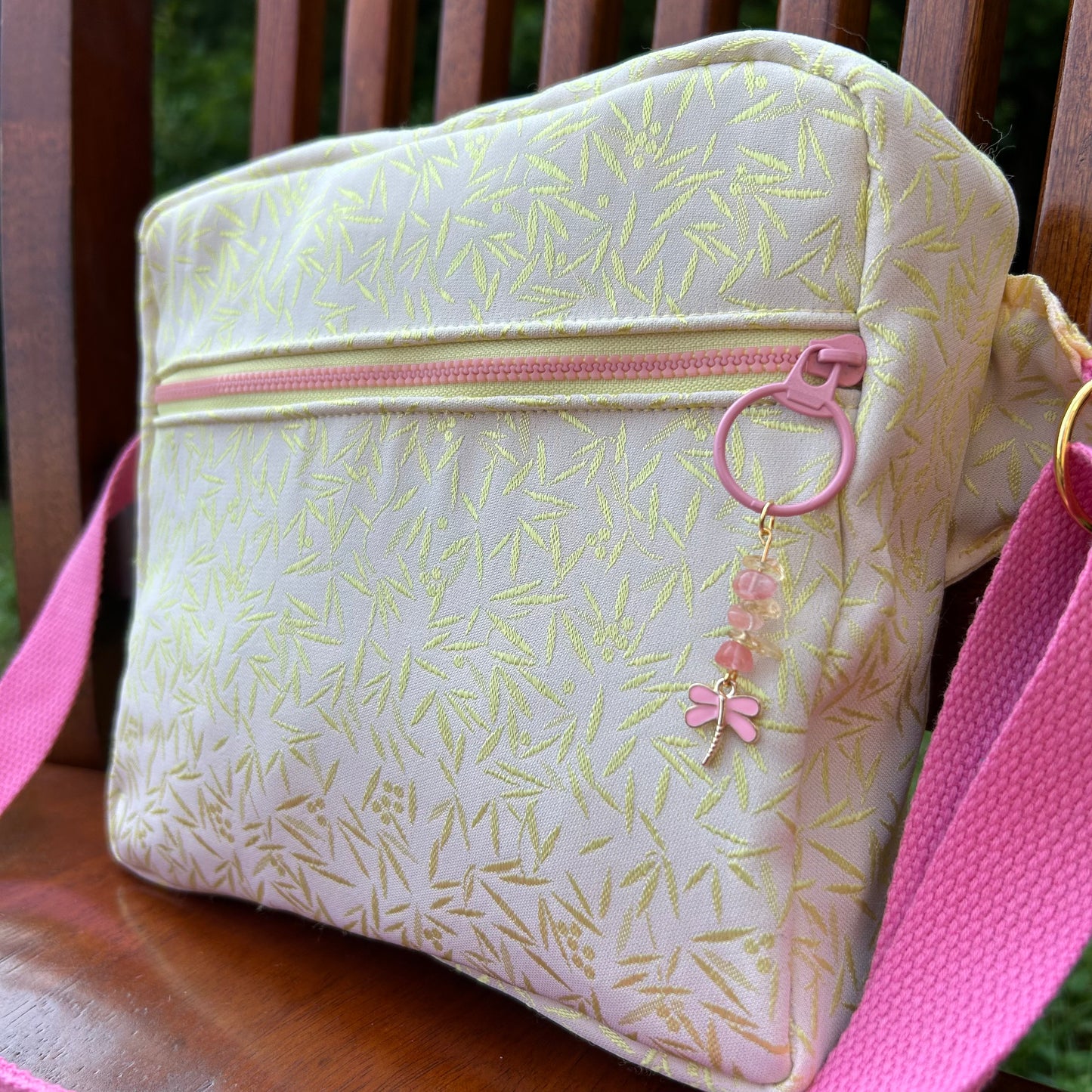 Pink/Gold Dragonfly Adjustable Bag