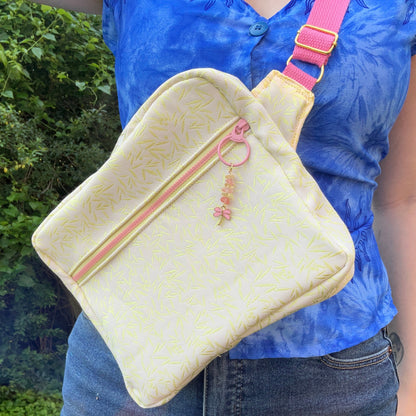Pink/Gold Dragonfly Adjustable Bag