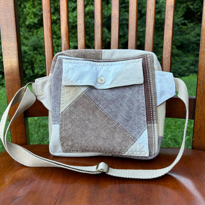 Tan Cotton Button-Down - Back Pocket Adjustable Bag