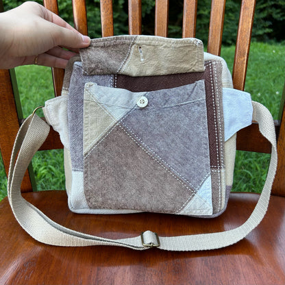 Tan Cotton Button-Down - Back Pocket Adjustable Bag
