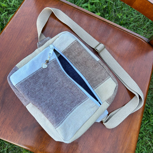 Tan Cotton Button-Down - Back Pocket Adjustable Bag