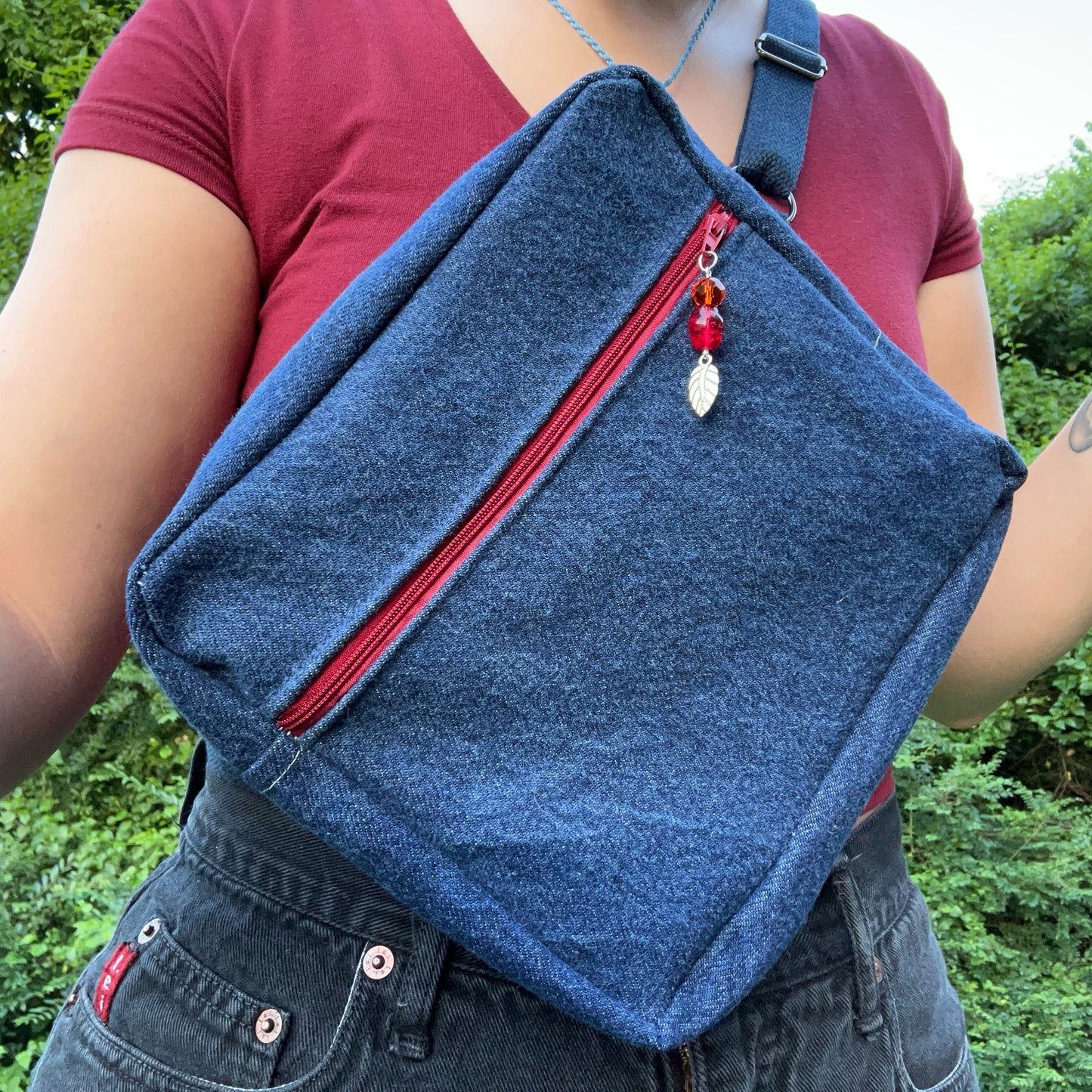Dark Blue Denim - Back Pocket Adjustable Bag