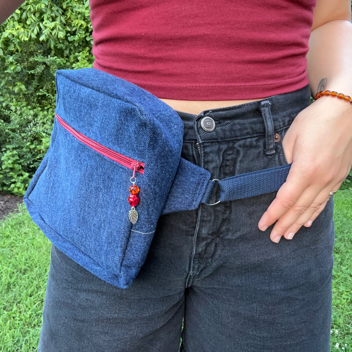 Dark Blue Denim - Back Pocket Adjustable Bag