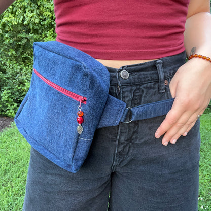 Dark Blue Denim - Back Pocket Adjustable Bag