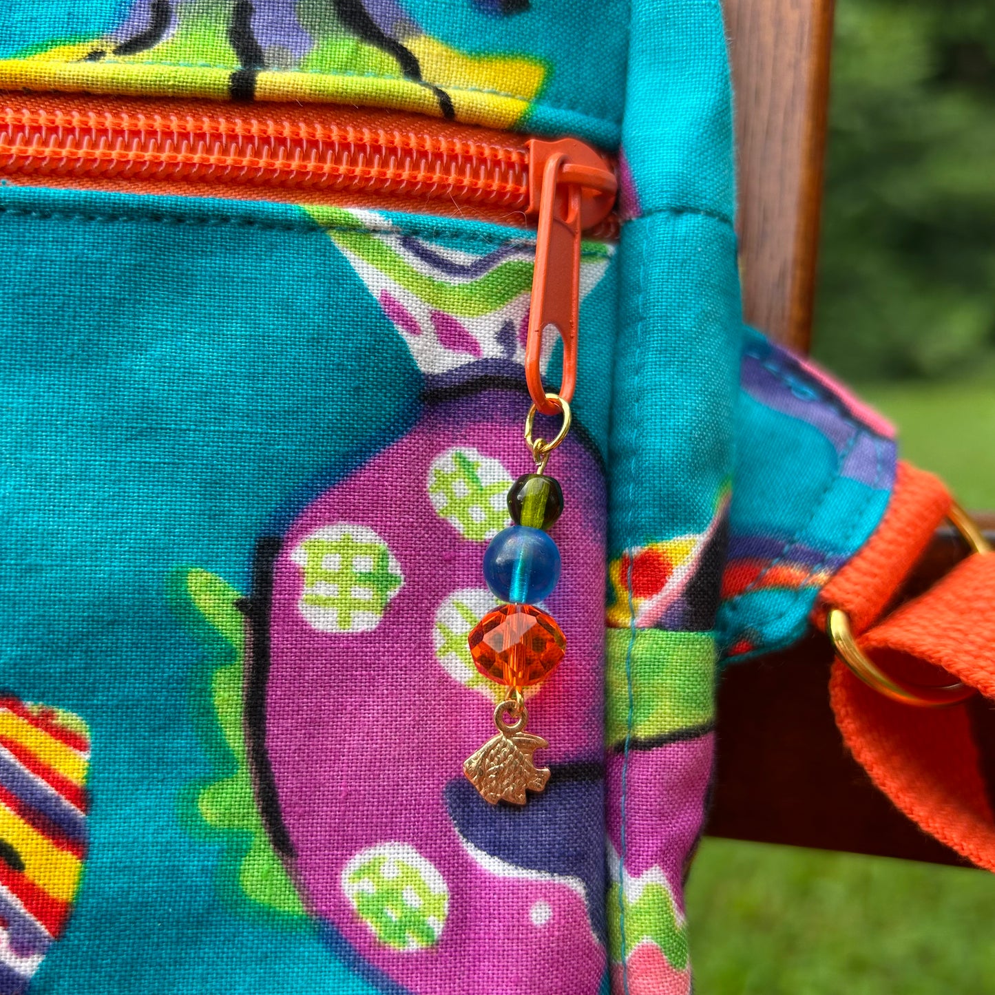 Funky Fish Cotton Button-Down - Shirt Pocket Adjustable Bag