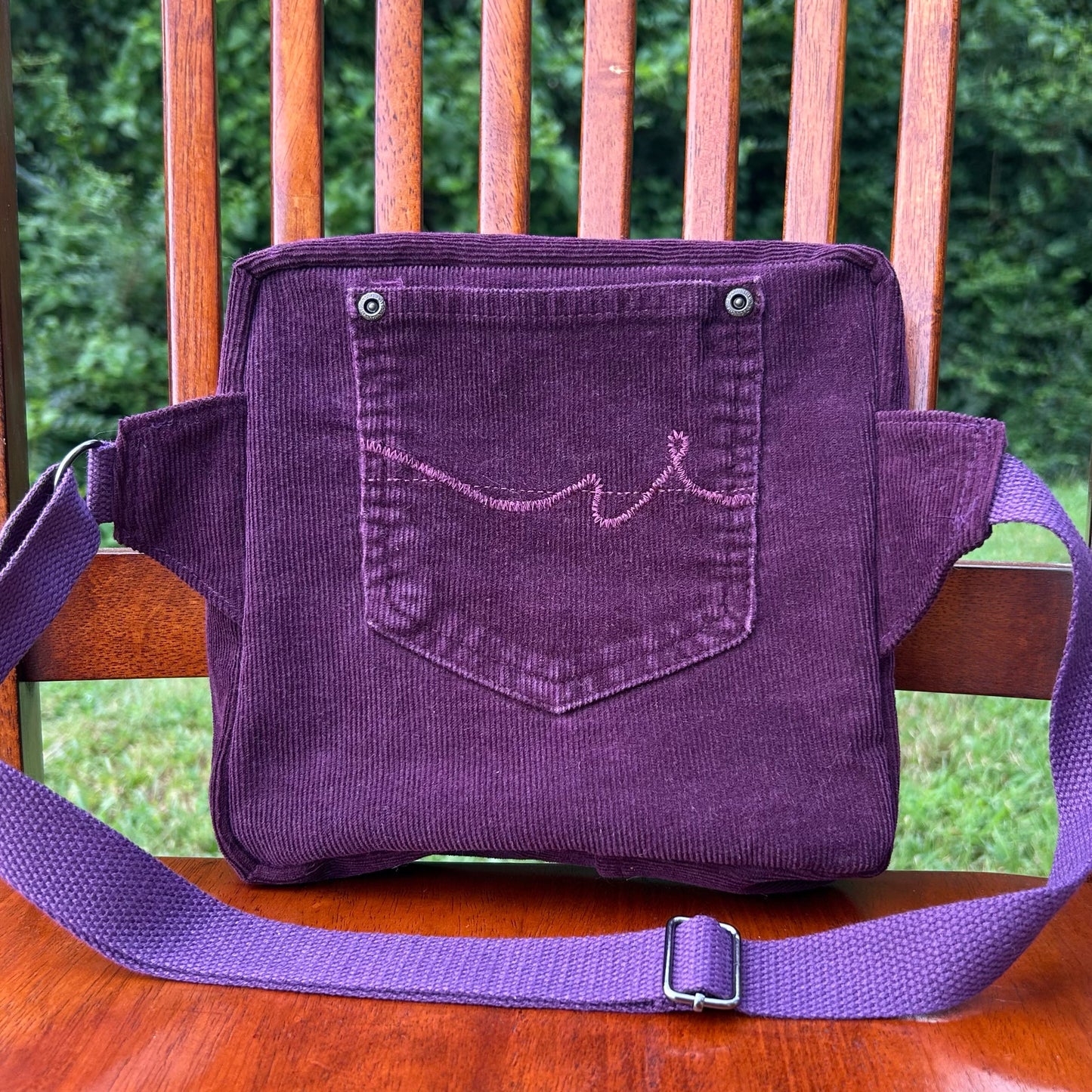 Purple Corduroy - Back Pocket Adjustable Bag