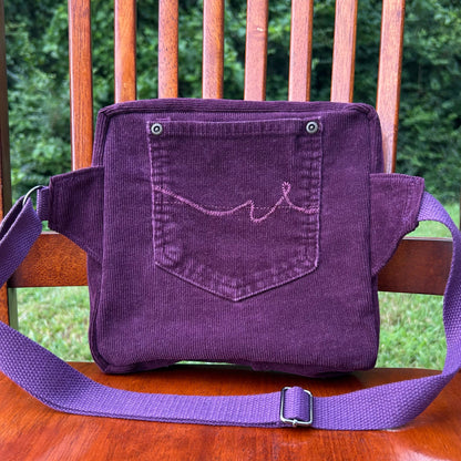 Purple Corduroy - Back Pocket Adjustable Bag