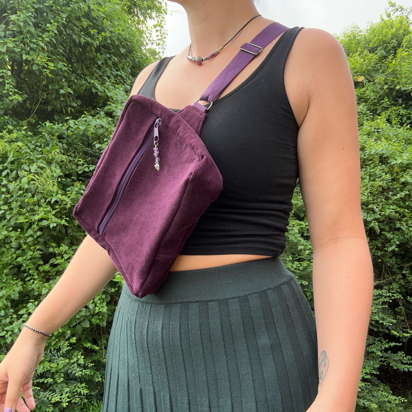 Purple Corduroy - Back Pocket Adjustable Bag