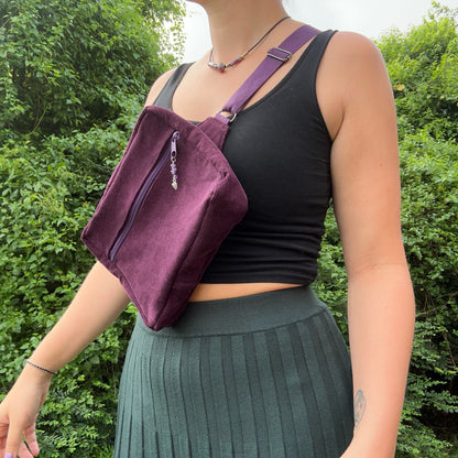 Purple Corduroy - Back Pocket Adjustable Bag