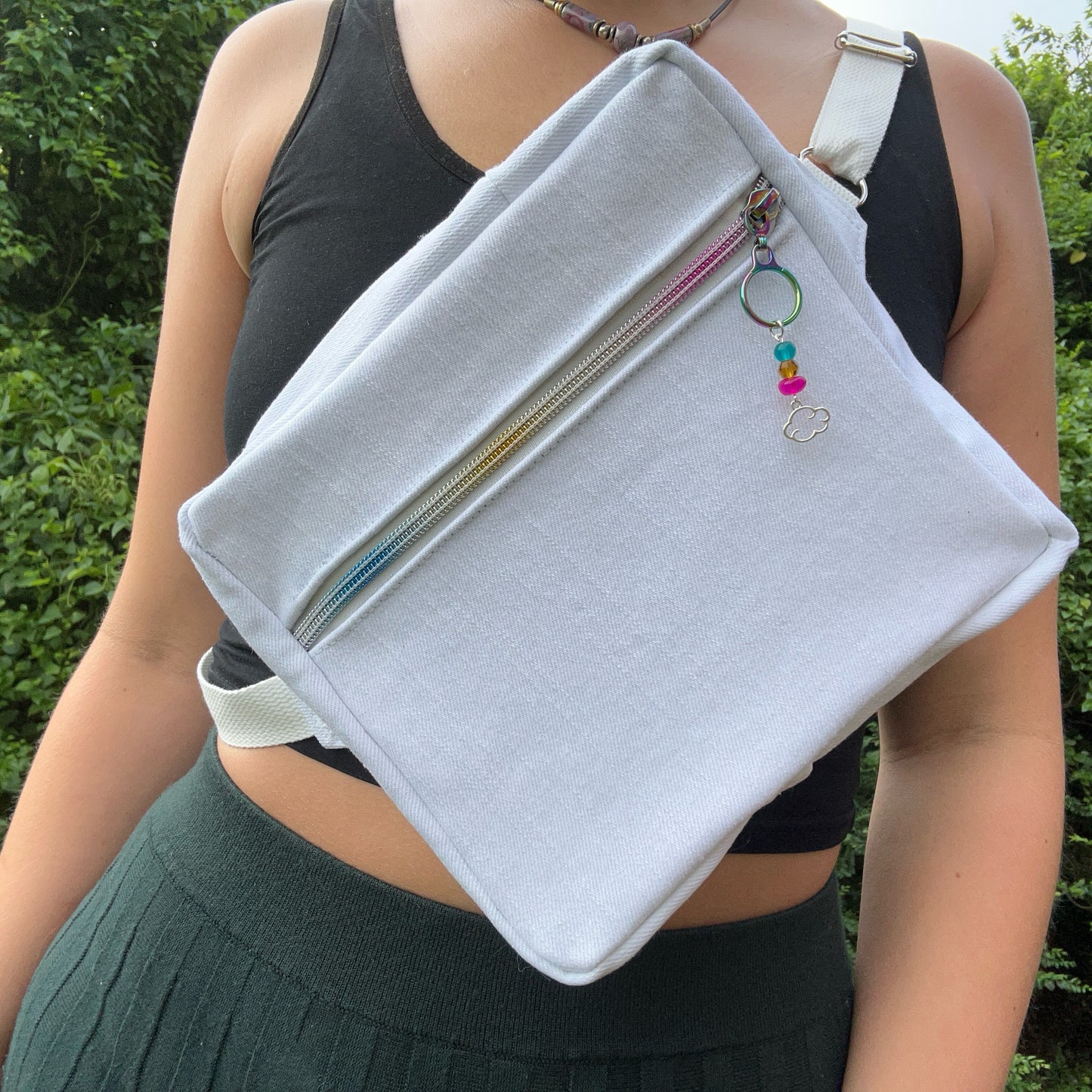 White Denim - Back Pocket Adjustable Bag