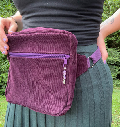 Purple Corduroy - Back Pocket Adjustable Bag