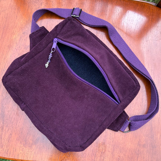 Purple Corduroy - Back Pocket Adjustable Bag