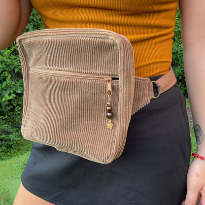 Brown Corduroy - Back Pocket Adjustable Bag