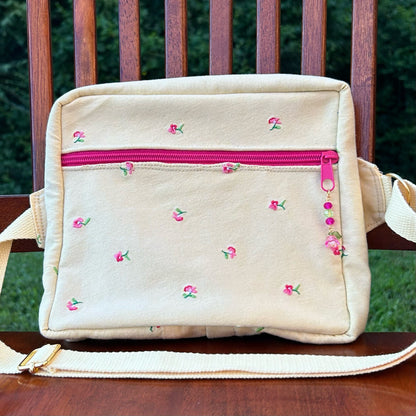 Yellow Floral Pants - Back Pocket Adjustable Bag