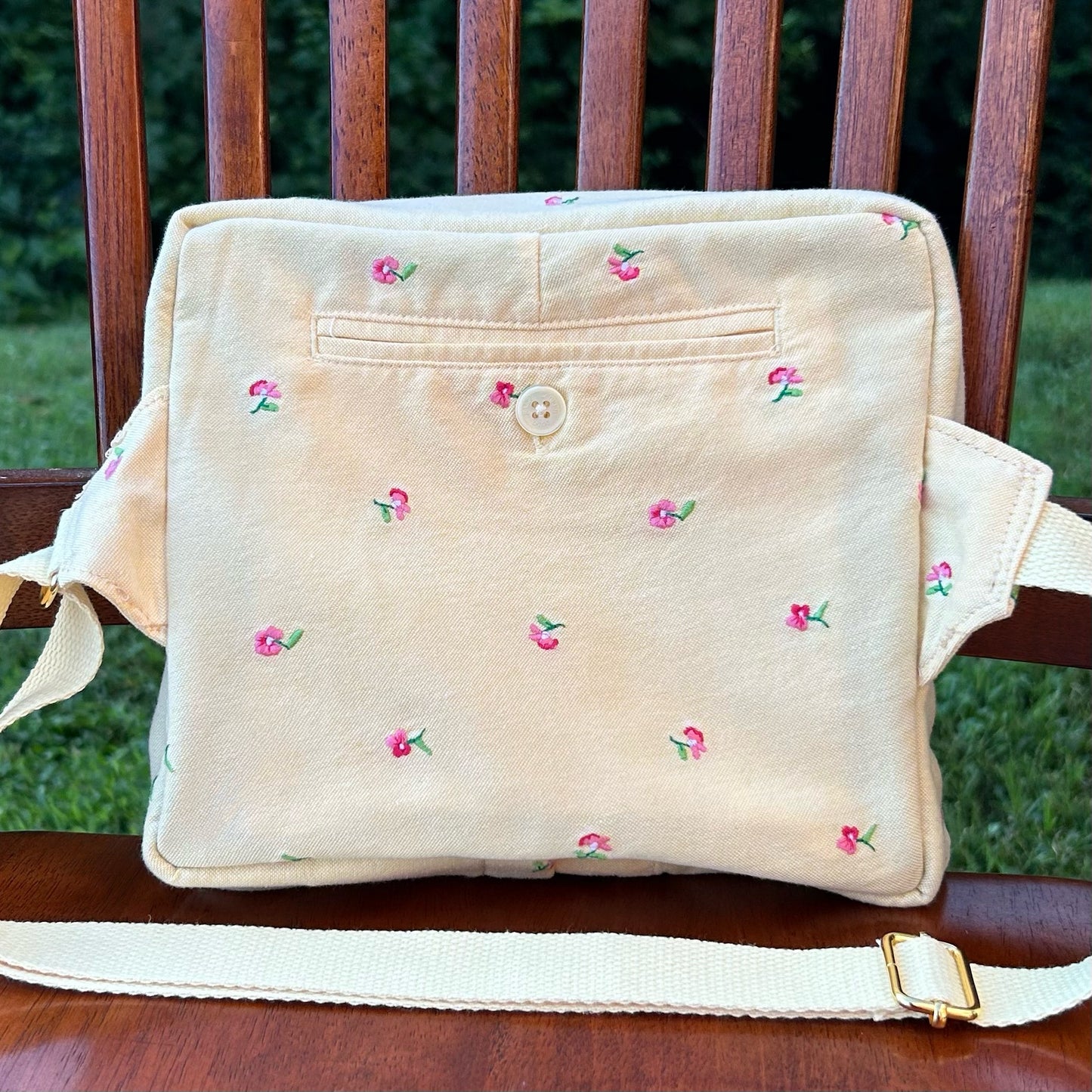 Yellow Floral Pants - Back Pocket Adjustable Bag