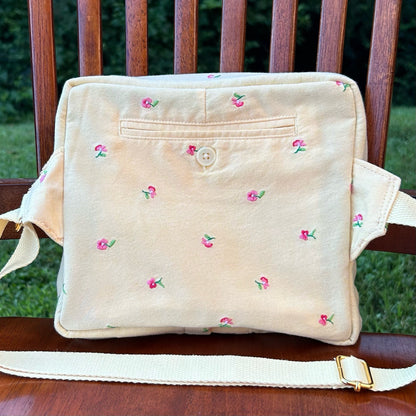Yellow Floral Pants - Back Pocket Adjustable Bag