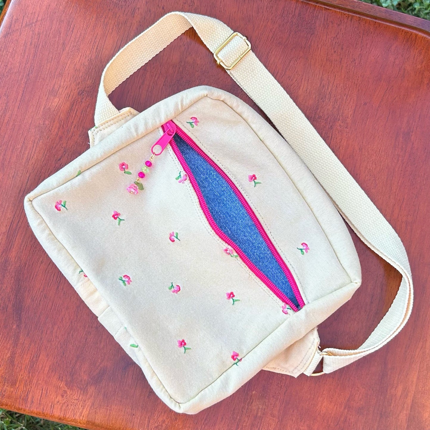 Yellow Floral Pants - Back Pocket Adjustable Bag