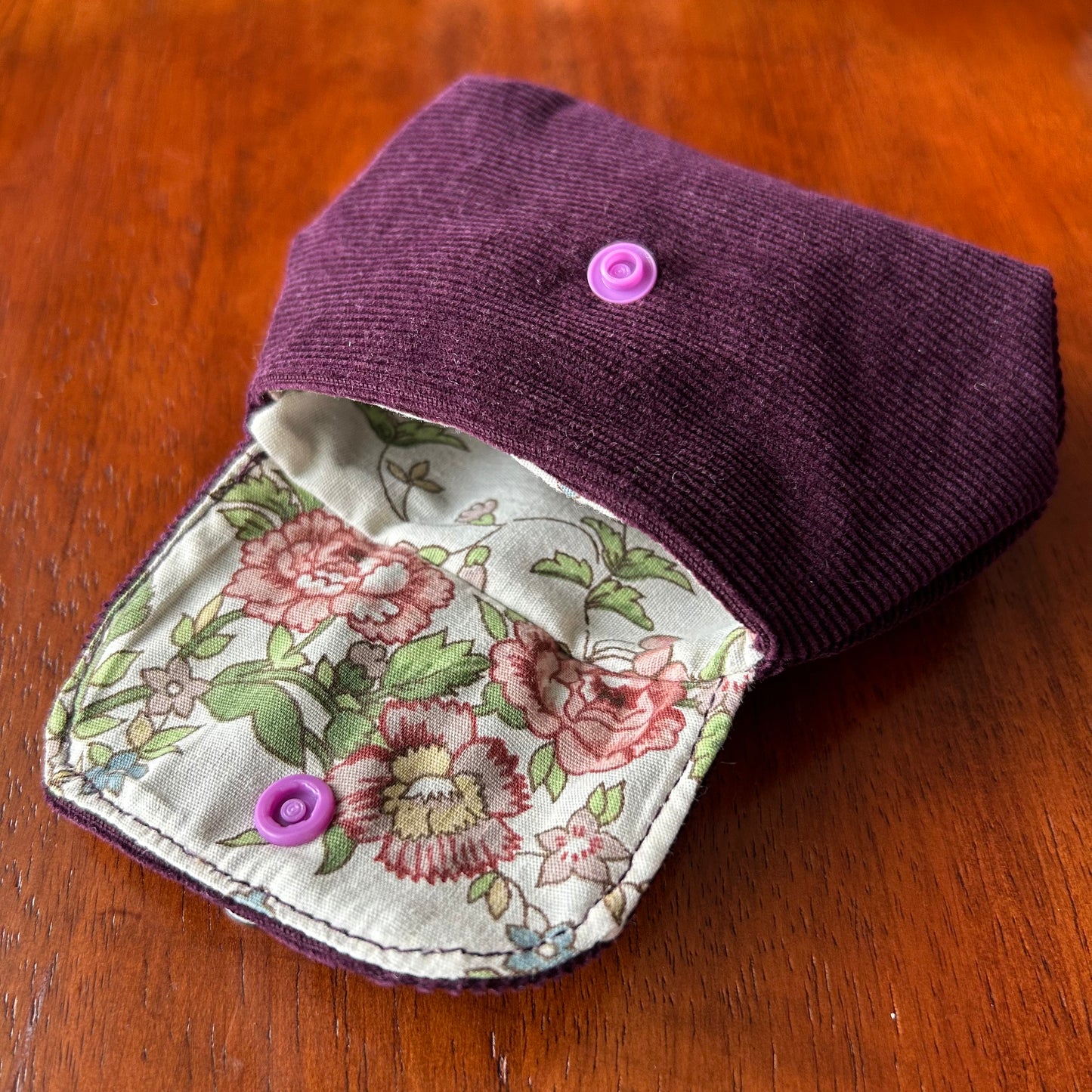 Purple Corduroy Clip-On Mini Pouch